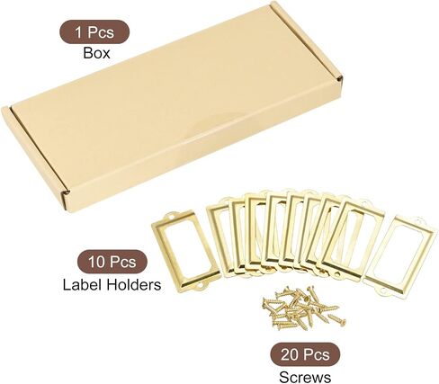 uxcell Metal Label Holders, 83x30mm 10pcs File Name Card Tag Label Holder Frame for Office Library Drawer Cabinet Shelves, Gold Tone in Saudi Arabia