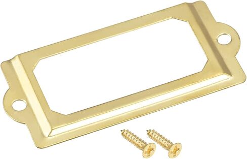 uxcell Metal Label Holders, 83x30mm 10pcs File Name Card Tag Label Holder Frame for Office Library Drawer Cabinet Shelves, Gold Tone in Saudi Arabia