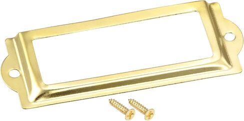 uxcell Metal Label Holders, 83x30mm 10pcs File Name Card Tag Label Holder Frame for Office Library Drawer Cabinet Shelves, Gold Tone in Saudi Arabia