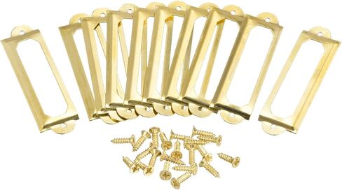 uxcell Metal Label Holders, 83x30mm 10pcs File Name Card Tag Label Holder Frame for Office Library Drawer Cabinet Shelves, Gold Tone in Saudi Arabia