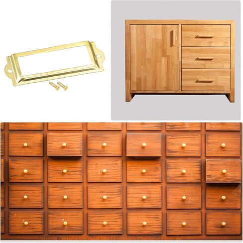 uxcell Metal Label Holders, 83x30mm 10pcs File Name Card Tag Label Holder Frame for Office Library Drawer Cabinet Shelves, Gold Tone in Saudi Arabia
