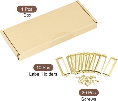 uxcell Metal Label Holders, 83x30mm 10pcs File Name Card Tag Label Holder Frame for Office Library Drawer Cabinet Shelves, Gold Tone in Saudi Arabia