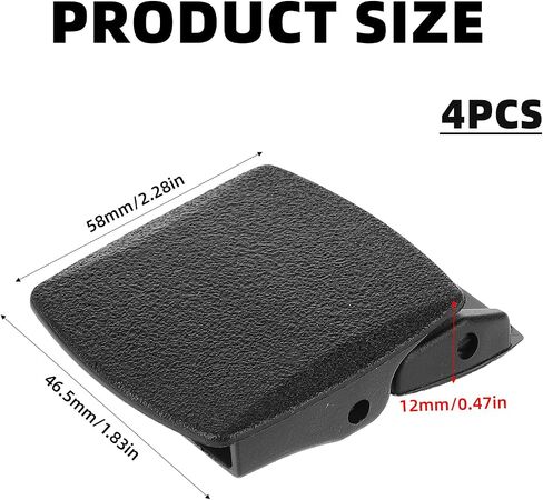 4 Pcs 38mm Black Nylon Canvas Web Belt Plastic Buckle, Plastic Buckle, Webbing Cam Buckles Plastic Black Toggle Clip Backpack Straps for 1.4 Inches to 1.5 Inches (36mm to 38mm) Wide Belt in Saudi Arabia