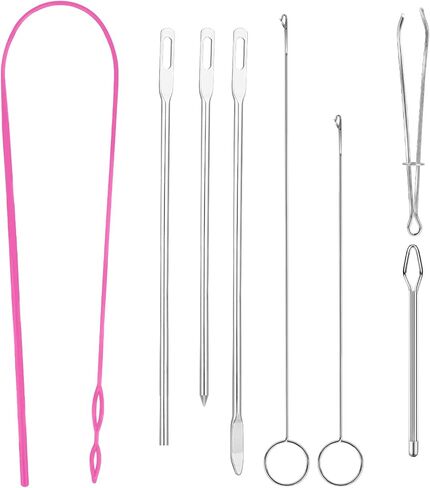 8 Pcs Loop Turner Drawstring Threader Tool Metal Loop Turner Hook with Latch Flexible Drawstring Threader Sewing Threader Clips for Jackets Coats Pants Hoodies Loop Turner Sewing Tool in Saudi Arabia