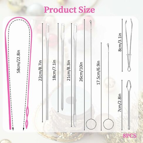 8 Pcs Loop Turner Drawstring Threader Tool Metal Loop Turner Hook with Latch Flexible Drawstring Threader Sewing Threader Clips for Jackets Coats Pants Hoodies Loop Turner Sewing Tool in Saudi Arabia