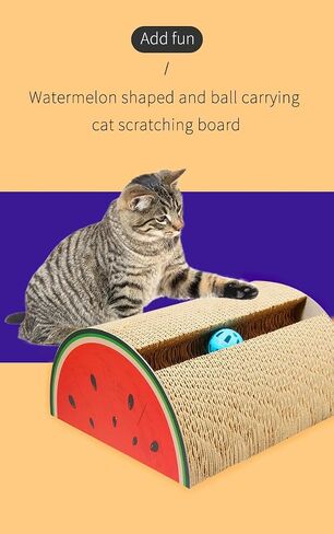 cat Scratch pad - Super Durable Paper Leather Pads - Premium Cardboard cat Scratcher for Indestructible cat Scratching Board & Scratch pad for Cats Asinpa (Red Watermelon, 9.68in*8.22in*5.39in) in Saudi Arabia