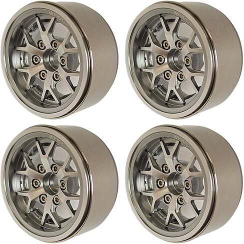 Metal 1.9 Beadlock Wheel Rims ，Cool Design Wheel Hub ，Set of 4, for Wagon Wheel 1:10 RC Crawler Axial SCX10 II 90046 SCX10 III AXI03007 TRX4 TRX6. (Pink Black) in Kuwait