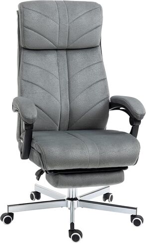 Vinsetto High-Back Executive Office Chair with Footrest, Microfiber Computer Chair with Reclining Function and Armrest, Ergonomic Office Chair, Gray in Saudi Arabia