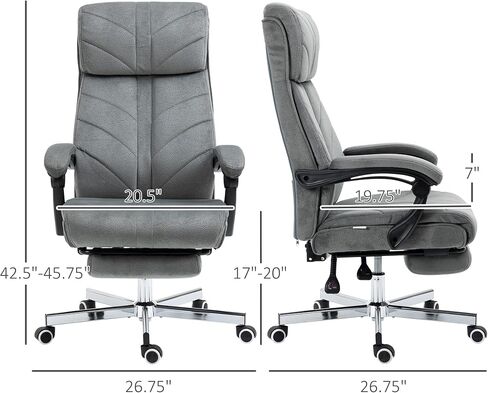 Vinsetto High-Back Executive Office Chair with Footrest, Microfiber Computer Chair with Reclining Function and Armrest, Ergonomic Office Chair, Gray in Saudi Arabia