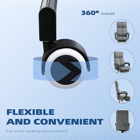 Vinsetto High-Back Executive Office Chair with Footrest, Microfiber Computer Chair with Reclining Function and Armrest, Ergonomic Office Chair, Gray in Saudi Arabia