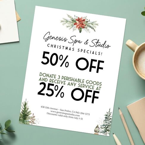 Pine Sprigs Greenery Letterhead / 40 Festive Holiday Printer Sheets / 8.5" x 11" Evergreen Tree Christmas Paper/Decorative Winter Floral Stationery in Saudi Arabia