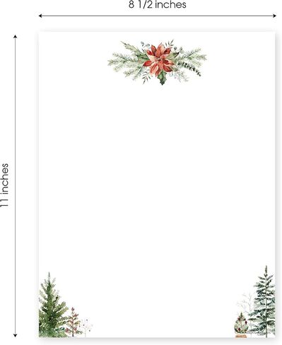 Pine Sprigs Greenery Letterhead / 40 Festive Holiday Printer Sheets / 8.5" x 11" Evergreen Tree Christmas Paper/Decorative Winter Floral Stationery in Saudi Arabia