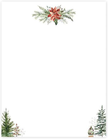 Pine Sprigs Greenery Letterhead / 40 Festive Holiday Printer Sheets / 8.5" x 11" Evergreen Tree Christmas Paper/Decorative Winter Floral Stationery in Saudi Arabia