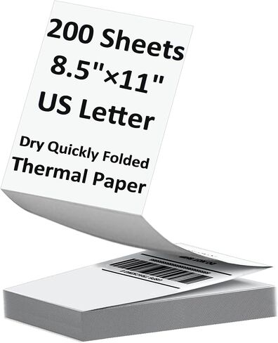100 Sheets US Letter Size Thermal Paper, 8.5 x 11 Inch Thermal Printer Paper for M08F/A40 Thermal Portable Printer, Continual Feeding Folded Printing Paper in Saudi Arabia