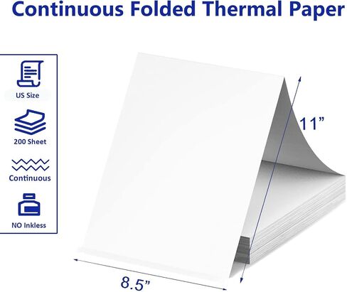 100 Sheets US Letter Size Thermal Paper, 8.5 x 11 Inch Thermal Printer Paper for M08F/A40 Thermal Portable Printer, Continual Feeding Folded Printing Paper in Saudi Arabia