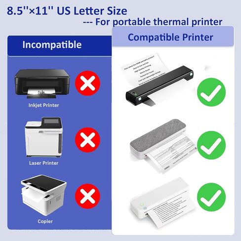 100 Sheets US Letter Size Thermal Paper, 8.5 x 11 Inch Thermal Printer Paper for M08F/A40 Thermal Portable Printer, Continual Feeding Folded Printing Paper in Saudi Arabia