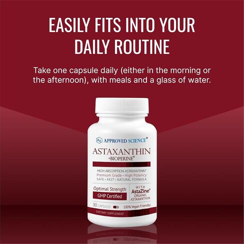 معتمد من Science® Astaxanthin 12 mg - مضاد أكسدة قوي للغاية - يدعم القلب والعينين والمفاصل والجلد - 30 كبسولة نباتية لكل زجاجة - كمية تكفي لمدة 3 أشهر in Saudi Arabia
