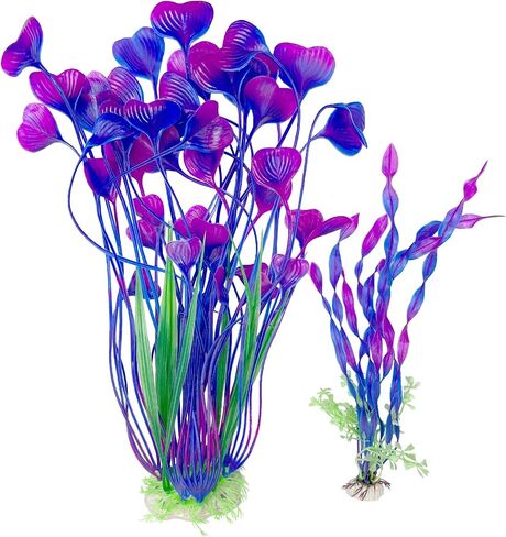 Hamiledyi Aquarium Plastic Plants Tall Fish Tank Decorations, Fish Tank Plants Artificial Green Water Plants Grass Cluster Aquarium Décor Soft Plastic Fake Aquarium Artificial Plants 2PCS in Kuwait