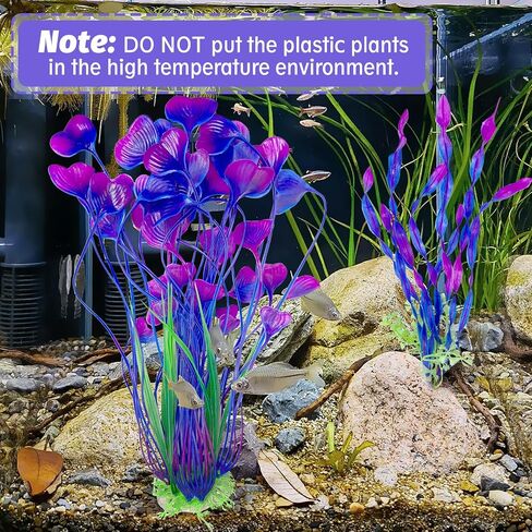 Hamiledyi Aquarium Plastic Plants Tall Fish Tank Decorations, Fish Tank Plants Artificial Green Water Plants Grass Cluster Aquarium Décor Soft Plastic Fake Aquarium Artificial Plants 2PCS in Kuwait