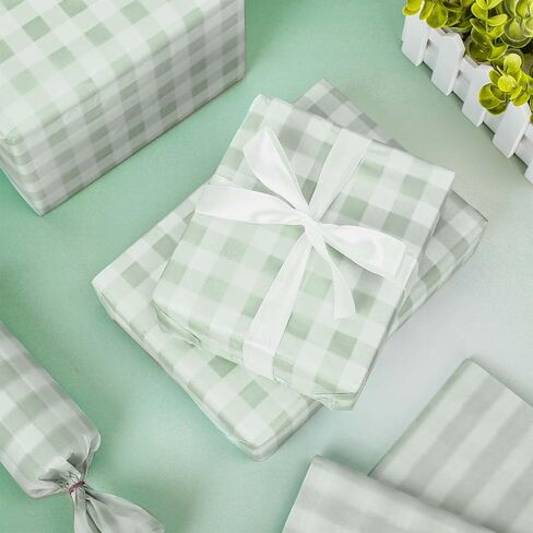 Whaline 100 Sheets Sage Green Buffalo Plaid Tissue Paper Mint Green Checkered Gift Wrapping Tissue DIY Art Craft Tissue Paper for Wedding Birthday Baby Shower Bouquet, 13.7 x 19.6 Inch in Saudi Arabia