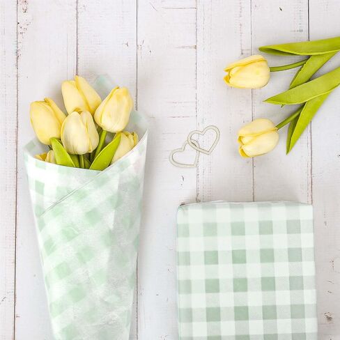 Whaline 100 Sheets Sage Green Buffalo Plaid Tissue Paper Mint Green Checkered Gift Wrapping Tissue DIY Art Craft Tissue Paper for Wedding Birthday Baby Shower Bouquet, 13.7 x 19.6 Inch in Saudi Arabia