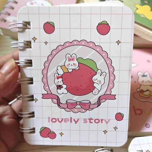 4 قطع من دفاتر الملاحظات الحلزونية الصغيرة اللطيفة A7 Kawaii الكرتونية الصغيرة دفاتر الملاحظات صفحات فارغة 80 ورقة - 160 صفحة مجلات للدراسة والرسم وكتابة الملاحظات هدية هدية لحفلات الأطفال، 3.14 × 4 بوصة in Kuwait