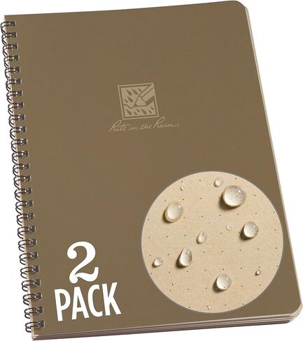 Rite in the Rain Weatherproof Side Spiral Notebook, 6.625" x 8.5", Orange Cover, Universal Pattern, 2 Pack (No. OR73-LGL2) in Saudi Arabia