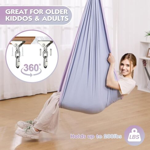 أرجوحة حسية داخلية للأطفال الأولاد والبنات، أرجوحة فرح جرافيتي DIY لغرفة النوم في الهواء الطلق، أرجوحة علاجية مزدوجة الطبقات للأطفال البالغين المصابين بالتوحد، أرجوحة سقف دوارة 360 درجة، تحمل ما يصل إلى 300 رطل in Kuwait