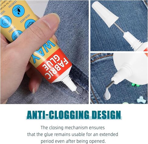 Fabric Glue Permanent, 40ml Liquid Stitch Fabric Glue for Clothing Permanent Washable, Patches, Denim, Leather, Polyester, Flannel, Cotton-Mighty mend it Waterproof (1 Pack 1.36oz) in Saudi Arabia