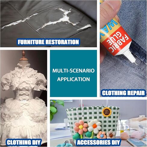 Fabric Glue Permanent, 40ml Liquid Stitch Fabric Glue for Clothing Permanent Washable, Patches, Denim, Leather, Polyester, Flannel, Cotton-Mighty mend it Waterproof (1 Pack 1.36oz) in Saudi Arabia