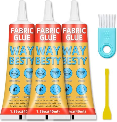 Fabric Glue Permanent, 40ml Liquid Stitch Fabric Glue for Clothing Permanent Washable, Patches, Denim, Leather, Polyester, Flannel, Cotton-Mighty mend it Waterproof (1 Pack 1.36oz) in Saudi Arabia