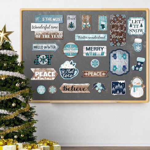 Funrous 30 قطعة عيد الميلاد لوحة الإعلانات الزينة الشتاء الفصول الدراسية ديكور الفرح رقاقات الثلج دعونا الثلج عيد الميلاد القواطع مجموعة لفصل الشتاء عطلة المدرسة المنزل الفصول الدراسية لوحة الجدار الزينة in Kuwait