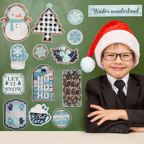 Funrous 30 قطعة عيد الميلاد لوحة الإعلانات الزينة الشتاء الفصول الدراسية ديكور الفرح رقاقات الثلج دعونا الثلج عيد الميلاد القواطع مجموعة لفصل الشتاء عطلة المدرسة المنزل الفصول الدراسية لوحة الجدار الزينة in Kuwait