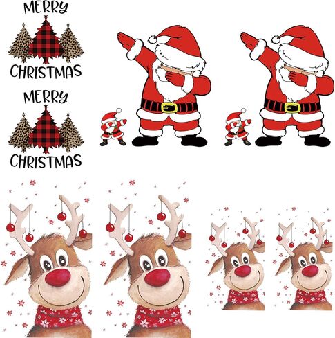 10 Sheets Christmas Iron on Stickers Iron on Decals Patches Heat Transfer Stickers Christmas Iron on Appliques for Pillow Covers T-Shirt Jackets Hoodies DIY Decoration (Christmas Deer) in Saudi Arabia