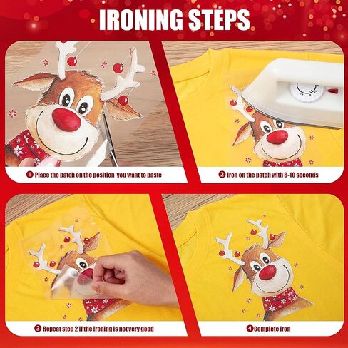 10 Sheets Christmas Iron on Stickers Iron on Decals Patches Heat Transfer Stickers Christmas Iron on Appliques for Pillow Covers T-Shirt Jackets Hoodies DIY Decoration (Christmas Deer) in Saudi Arabia
