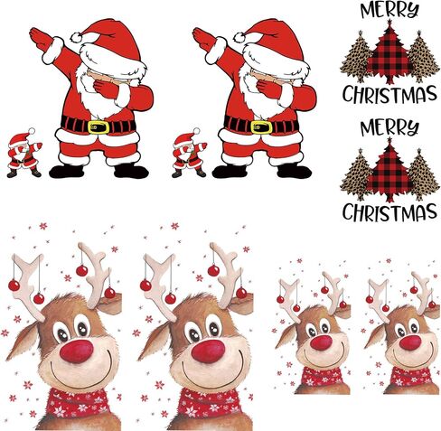 10 Sheets Christmas Iron on Stickers Iron on Decals Patches Heat Transfer Stickers Christmas Iron on Appliques for Pillow Covers T-Shirt Jackets Hoodies DIY Decoration (Christmas Deer) in Saudi Arabia