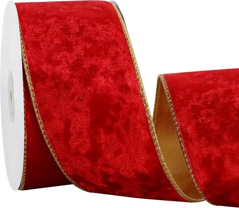 Red Velvet Wired Ribbon 2.5 Inch x 10 Yards Luxury Velvet Christmas Ribbon for Gift Wrapping Christmas Tree Decoration Tree Topper Bows Making Wedding Decor Crafts Wreaths Supplies in Saudi Arabia