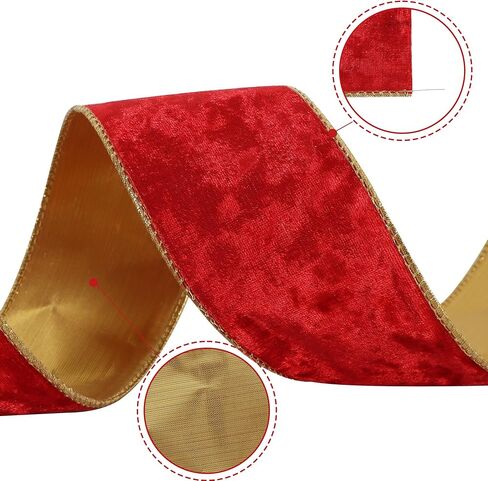 Red Velvet Wired Ribbon 2.5 Inch x 10 Yards Luxury Velvet Christmas Ribbon for Gift Wrapping Christmas Tree Decoration Tree Topper Bows Making Wedding Decor Crafts Wreaths Supplies in Saudi Arabia
