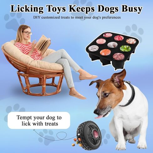 5-in-1 Dog Entertainment Toy, Frozen Treat Toy for Dog, Treats Distribution Puzzle Tire Dog Toys to Keep Dogs Busy, Dog Chew Toys for Aggressive Chewers, Natural Rubber Durable and Safe in Saudi Arabia