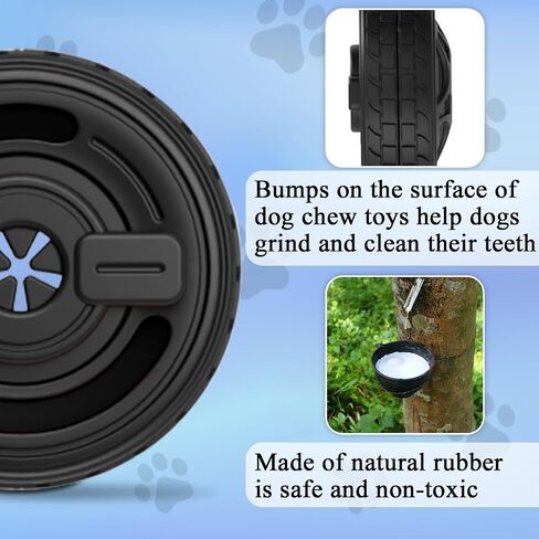 5-in-1 Dog Entertainment Toy, Frozen Treat Toy for Dog, Treats Distribution Puzzle Tire Dog Toys to Keep Dogs Busy, Dog Chew Toys for Aggressive Chewers, Natural Rubber Durable and Safe in Saudi Arabia
