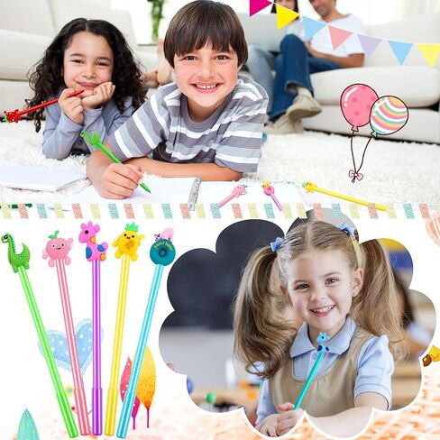 SANNIX 50 Pieces Cartoon Cute Pens Gel Black Ink Pens Bulk Assorted Novelty Kawaii Writing Pen for Kids Students Gift School Office Home Supplies Present in Kuwait
