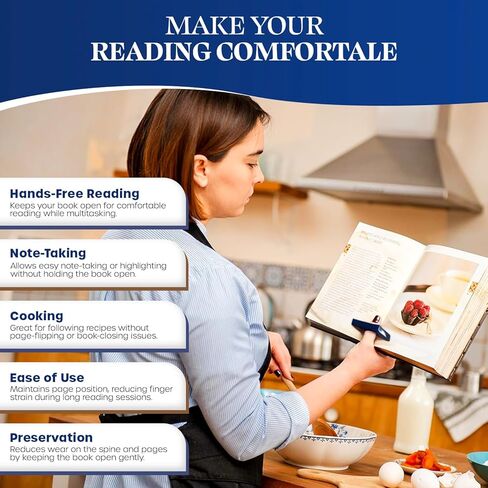 Book Page Holder - Handcrafted Mango Wood & Blue Resin Thumb Bookmark - Unique Reading Accessories & Gifts for Book Lovers, Readers & Bookworms in Kuwait