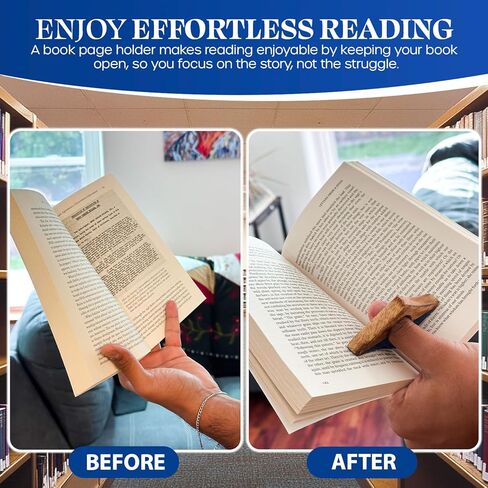Book Page Holder - Handcrafted Mango Wood & Blue Resin Thumb Bookmark - Unique Reading Accessories & Gifts for Book Lovers, Readers & Bookworms in Kuwait