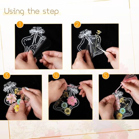 TaoBary 81 Pcs DIY Transparent Dried Flower Bookmark Set Include Clear Bookmarks Dried Flowers Colorful Tassels and Tweezer Handmade Dried Floral Bookmark for Book Bottle Supplies(Classic) in Saudi Arabia