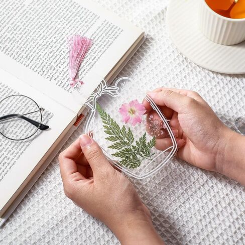 TaoBary 81 Pcs DIY Transparent Dried Flower Bookmark Set Include Clear Bookmarks Dried Flowers Colorful Tassels and Tweezer Handmade Dried Floral Bookmark for Book Bottle Supplies(Classic) in Saudi Arabia
