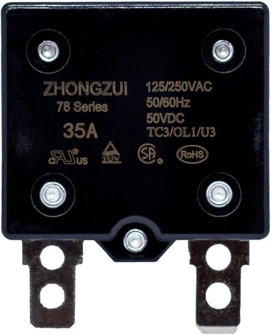 قطعتان من صمام إعادة الضبط التلقائي 24 فولت 35 أمبير، قاطع الدائرة الحرارية، واقي الحمل الزائد الحالي مناسب لسيارات اللعب الكهربائية للأطفال 24 فولت. in Kuwait