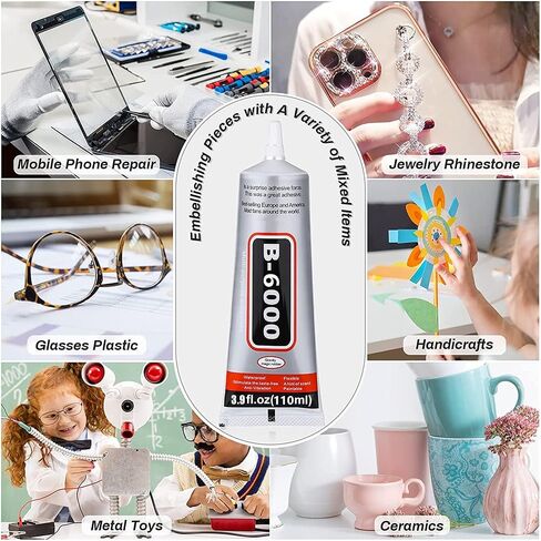 HOLIKA B6000 Jewelry Glue Clear Rhinestone, Inlay Glue, Pendant Adhesive, Craft Adhesive Glue with Precision Tip Multifunctional Fabric Glue (110, Grams) in Saudi Arabia