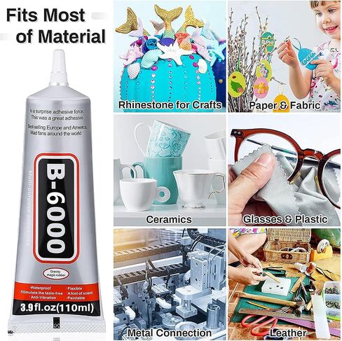 HOLIKA B6000 Jewelry Glue Clear Rhinestone, Inlay Glue, Pendant Adhesive, Craft Adhesive Glue with Precision Tip Multifunctional Fabric Glue (110, Grams) in Saudi Arabia