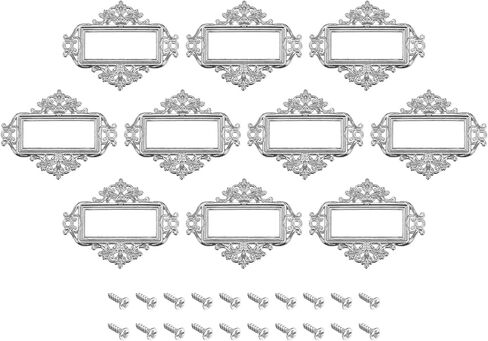 uxcell Metal Label Holders, 55x43mm 12Pcs Vintage Lace-up Business Tag Label Frame Card Holder for Shelve File Office Library Drawer, Gold Tone in Saudi Arabia