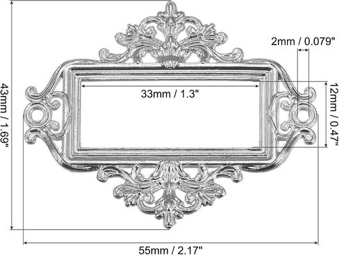 uxcell Metal Label Holders, 55x43mm 12Pcs Vintage Lace-up Business Tag Label Frame Card Holder for Shelve File Office Library Drawer, Gold Tone in Saudi Arabia